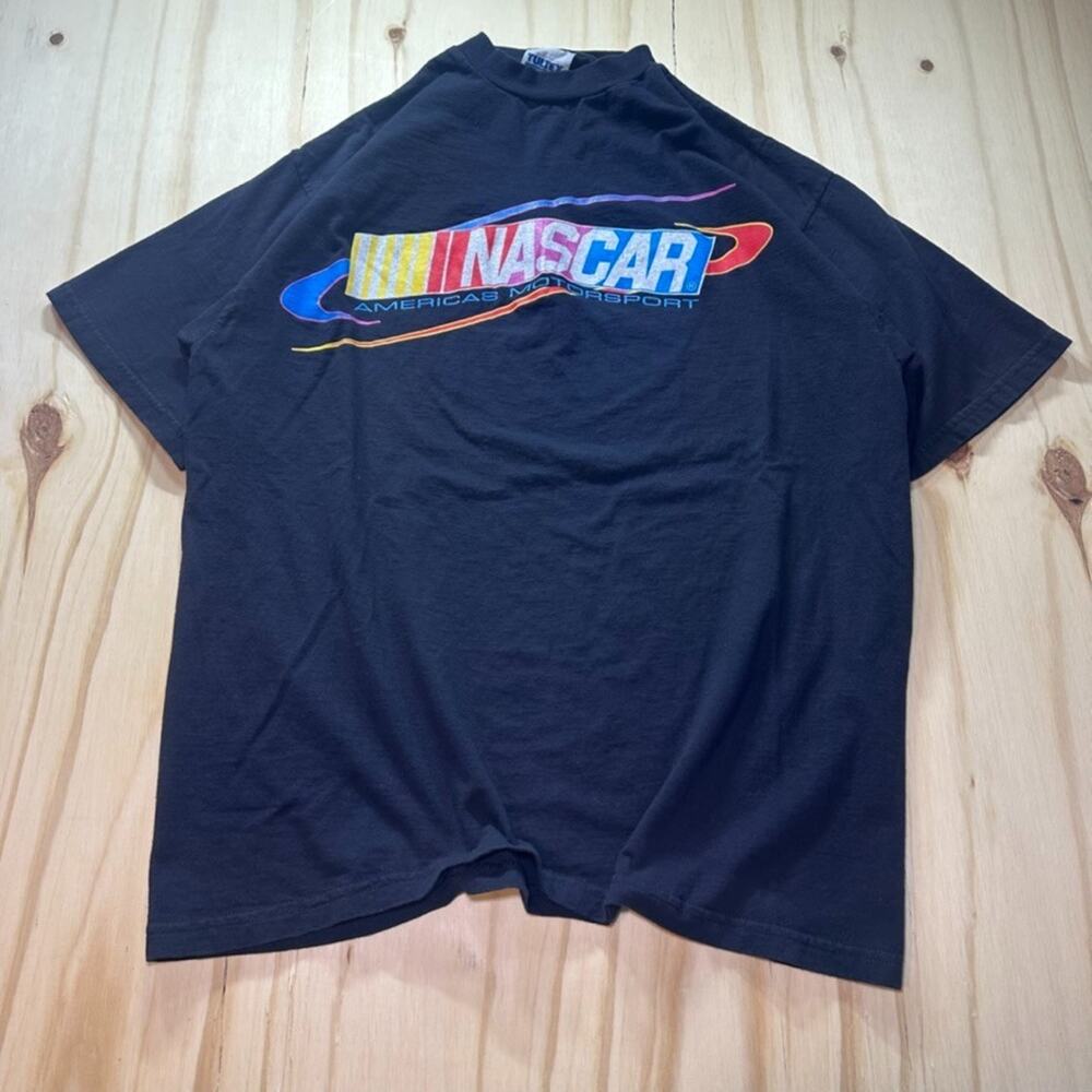 Vintage Y2K Nascar Racing T-Shirt Mens Size Large Black Tultex Tag